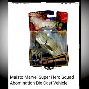 Marvel, superhero squad, car, diecast, vehicle Silver surfer